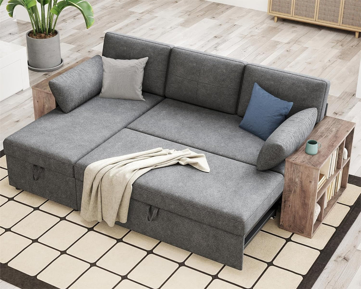 L Shape Sleeper Sofa with Storage Chaise E410489