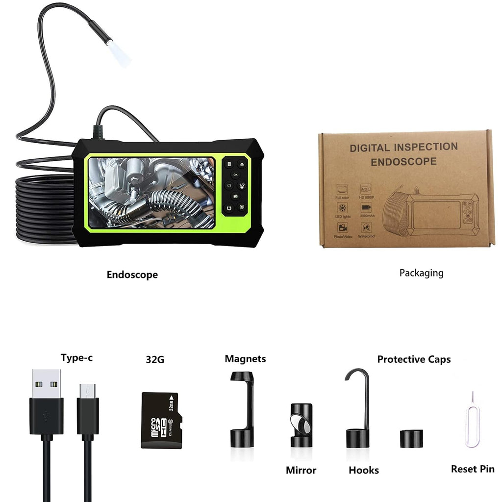 23FT 1080P HD Waterproof Endoscope Camera with 4.3 Inch LCD Screen S134