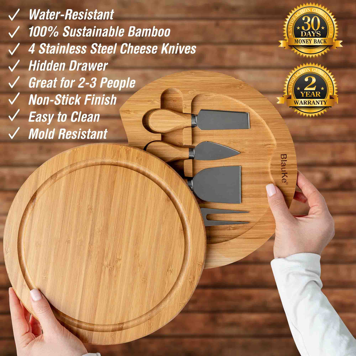Bamboo Cheese Board and Knife Set I252
