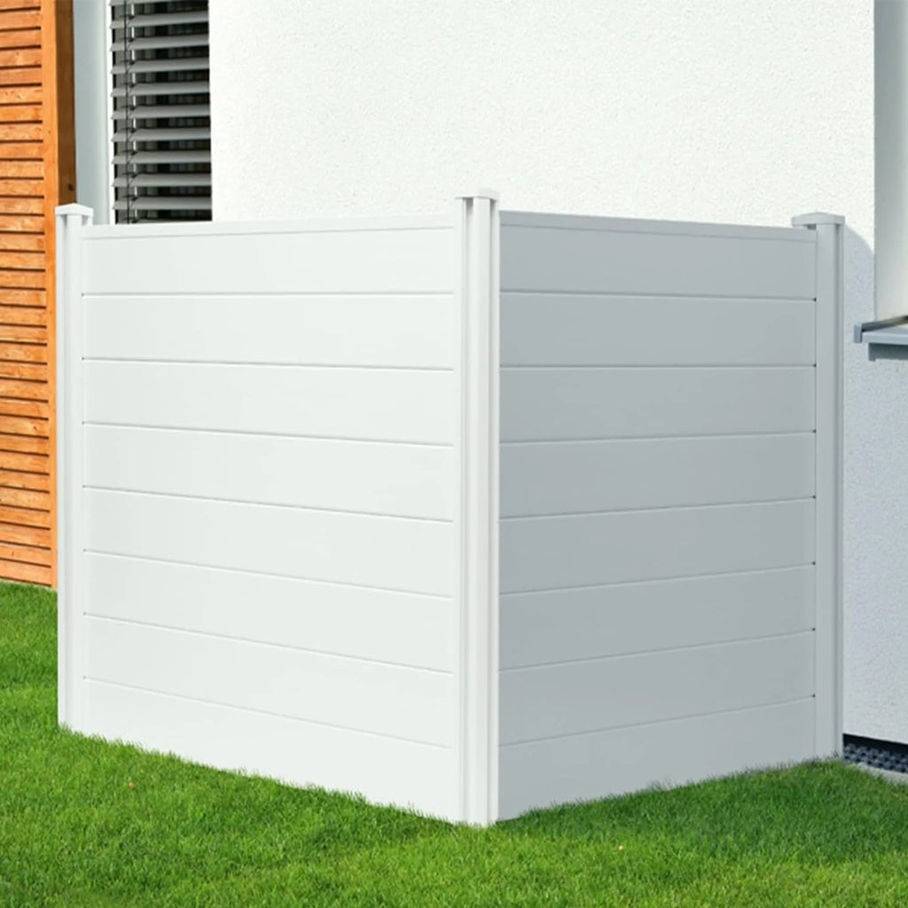 48''x47.2'' 2 Panels Vinyl Privacy Screen with 3 Metal Stakes M7982