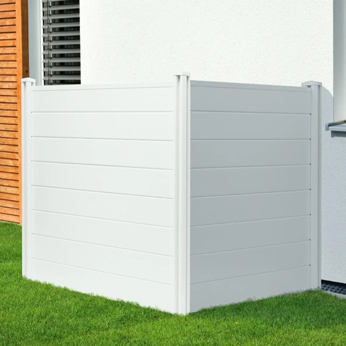 48''x47.2'' 2 Panels Vinyl Privacy Screen with 3 Metal Stakes M7982