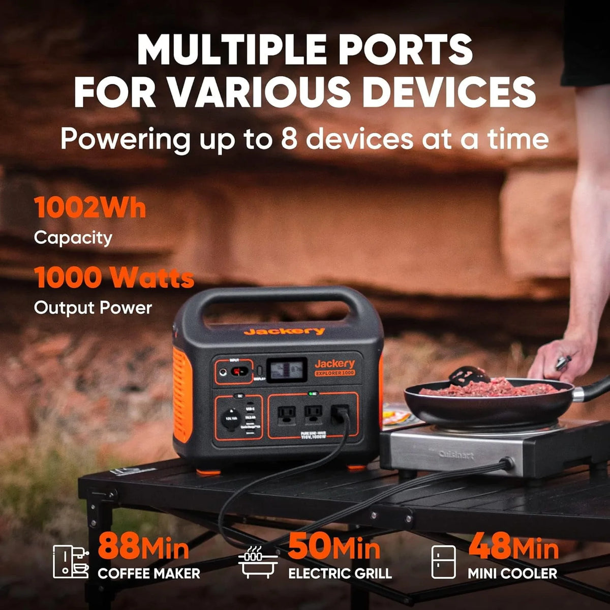 1002Wh Portable Power Station with 3x1000W AC Outlets Y506