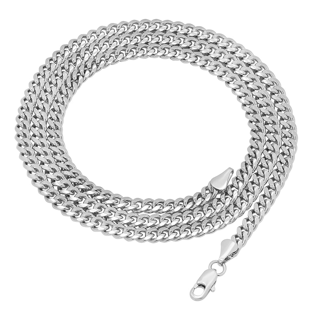 Rhodium Plated Flat Beveled Curb Choker Chain Necklace, 16 inches G938739