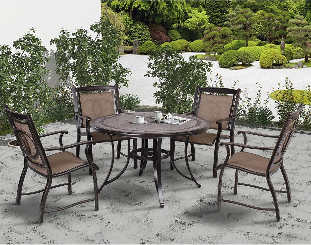 Cast Aluminum Outdoor Dining Chairs Set of 4 I3843