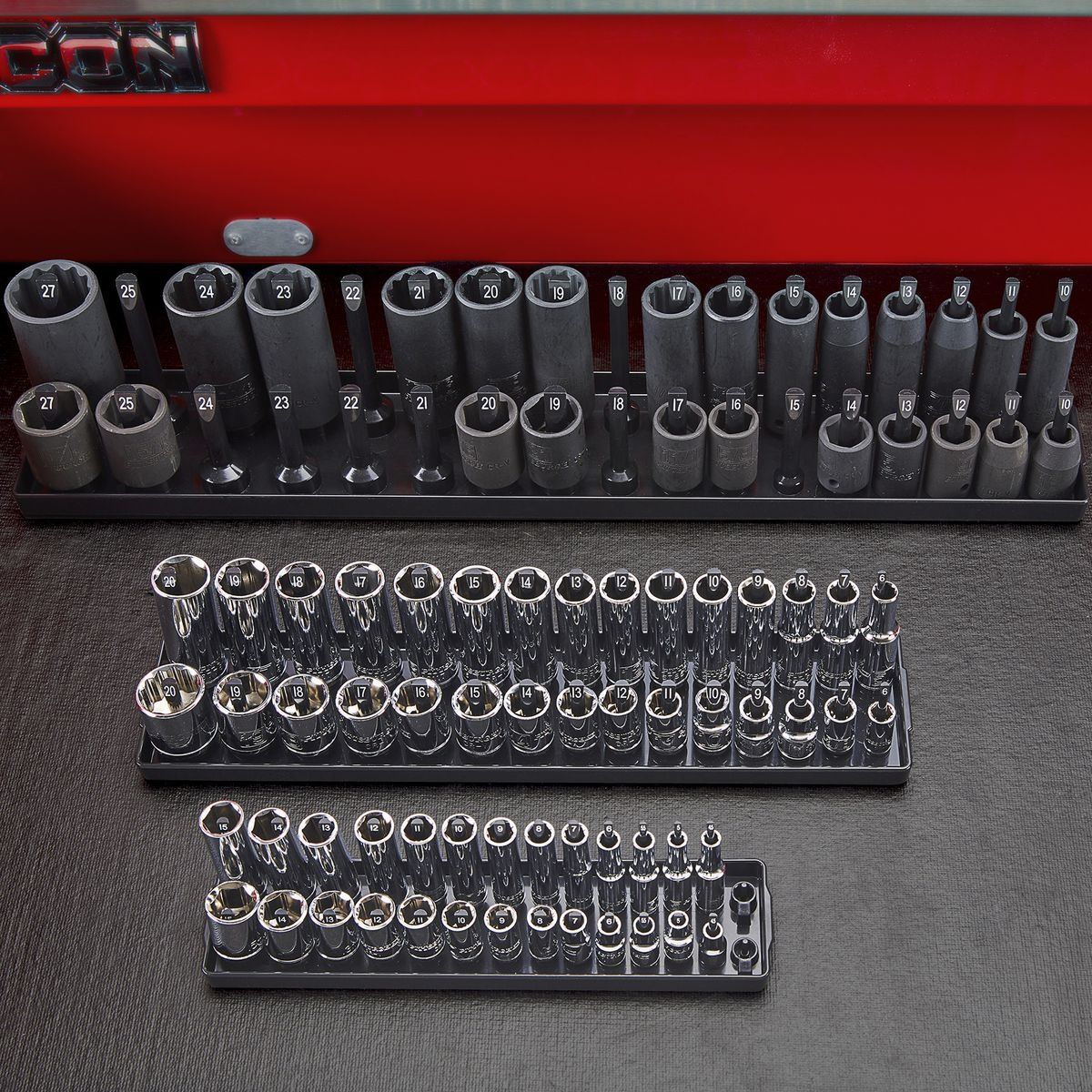 3 Piece Black Metric Socket Tray X83750