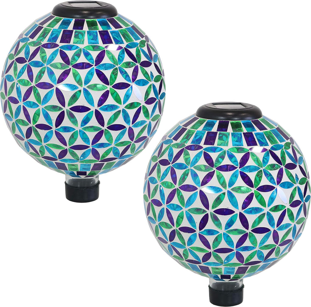 Blue 10-Inch Glass Mosaic Gazing Globe with Solar Light Z7860