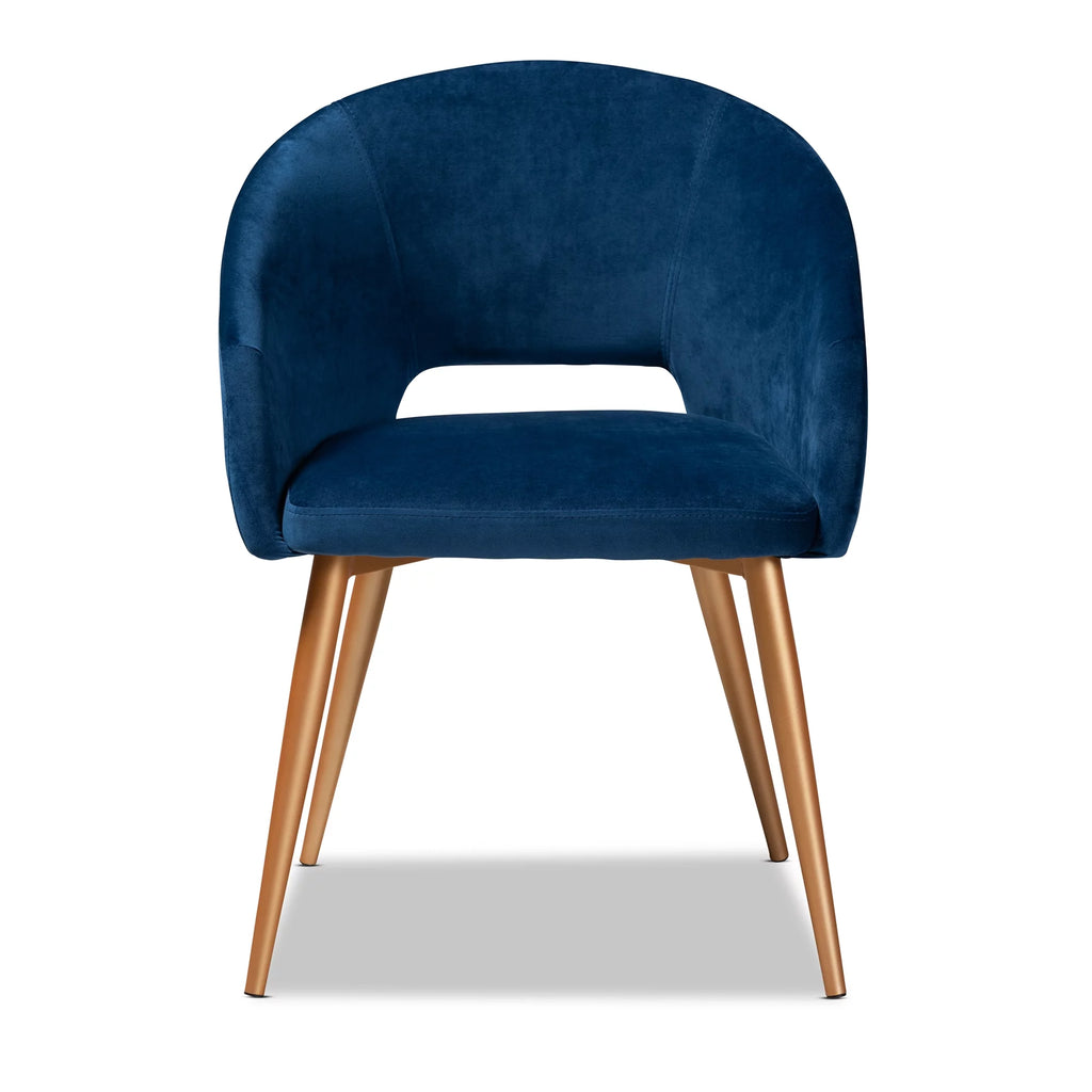 Navy Blue Velvet Upholstered Dining Chair I532567