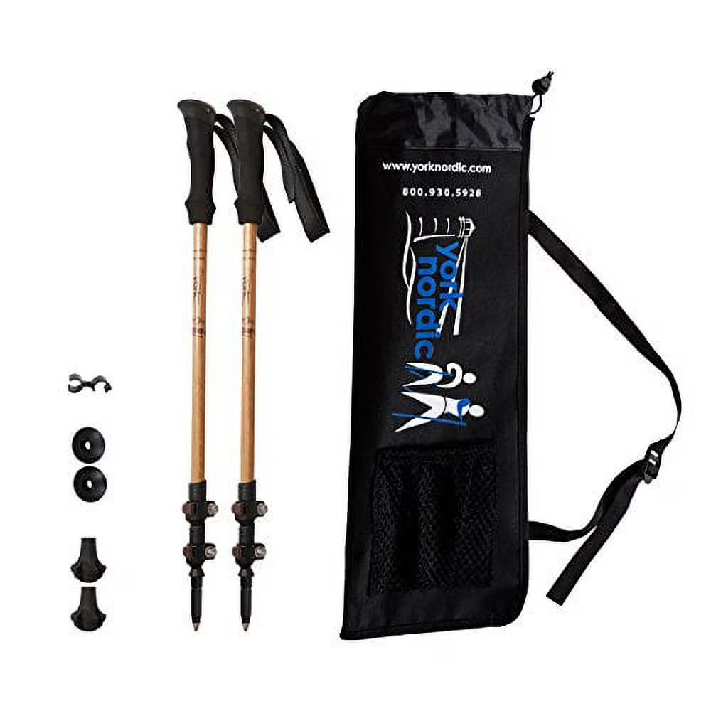 Bamboo & Carbon Fiber Walking Poles - 2 Pack - 6.8 oz Ultralight Collapsible Hiking Poles D788203