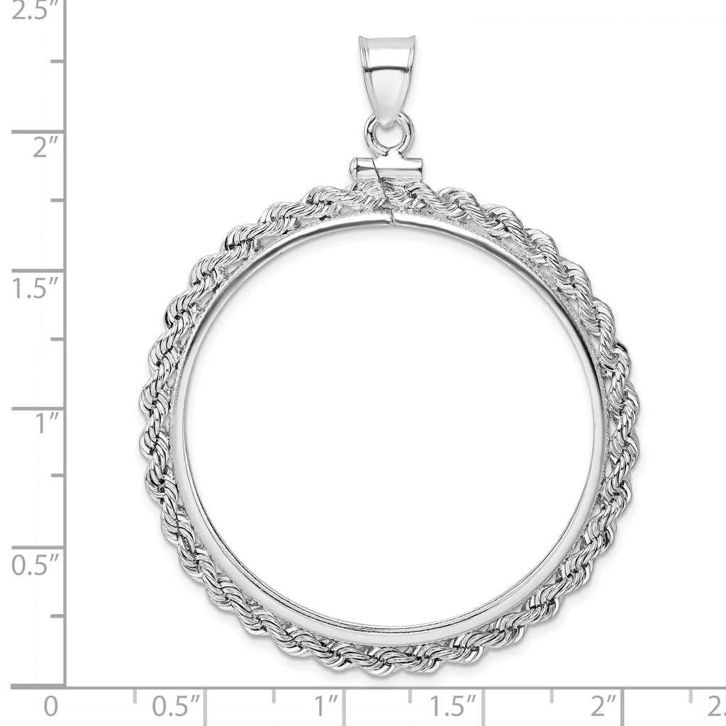 Sterling Silver Rope Coin Bezel Pendant with Rope Chain Necklace 18" K787247