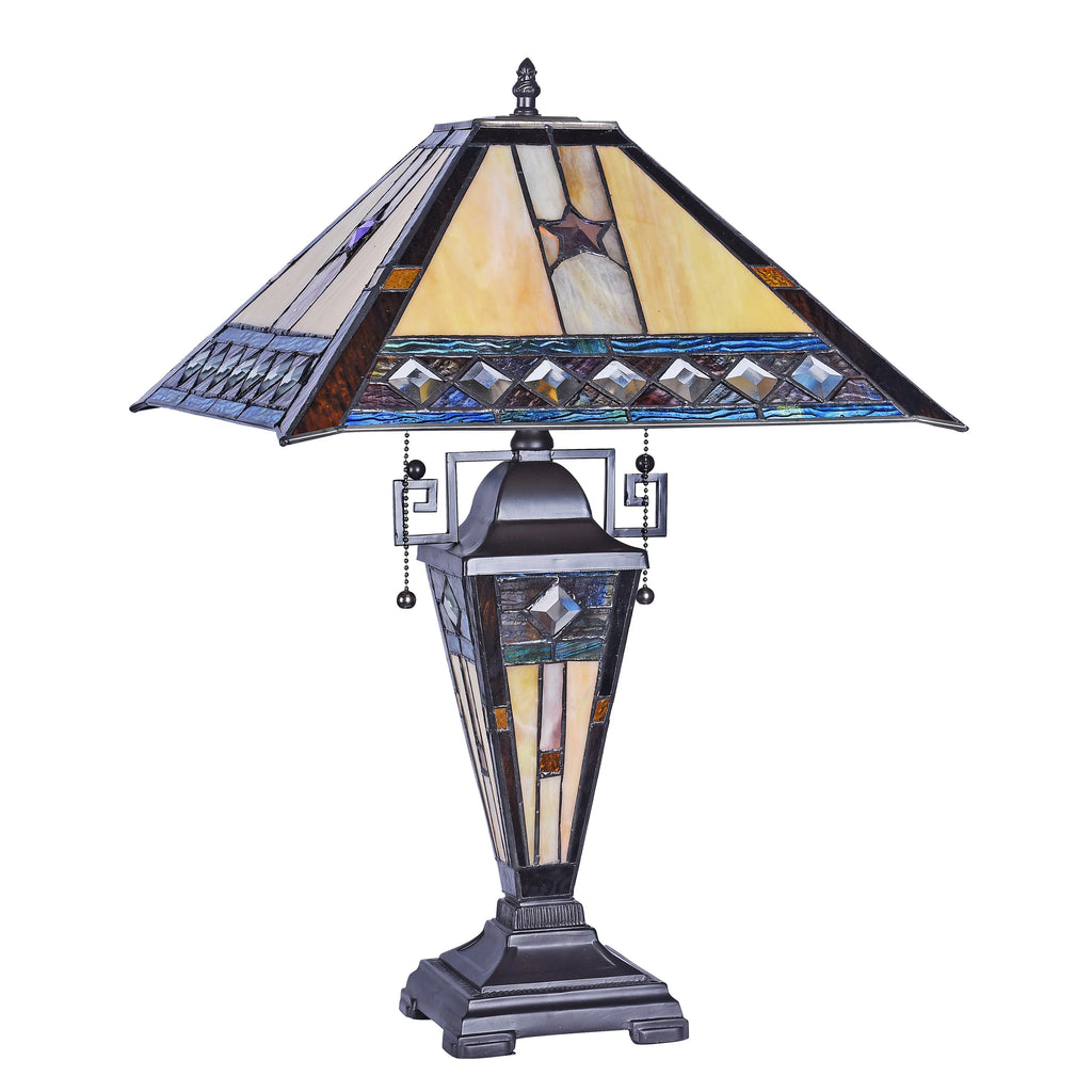 Tiffany-Style 1 Light Double Lit Table Lamp 16" Wide C815