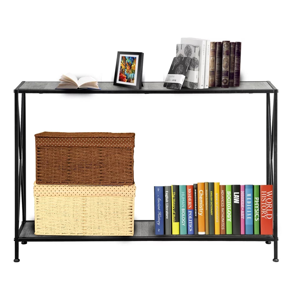 Gray 2-Tier Wood Console Table with Storage Shelf I241668