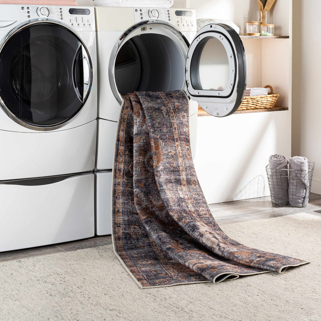 Machine Washable Area Rug Beige Brown Gray 8'10" x 12' W49508