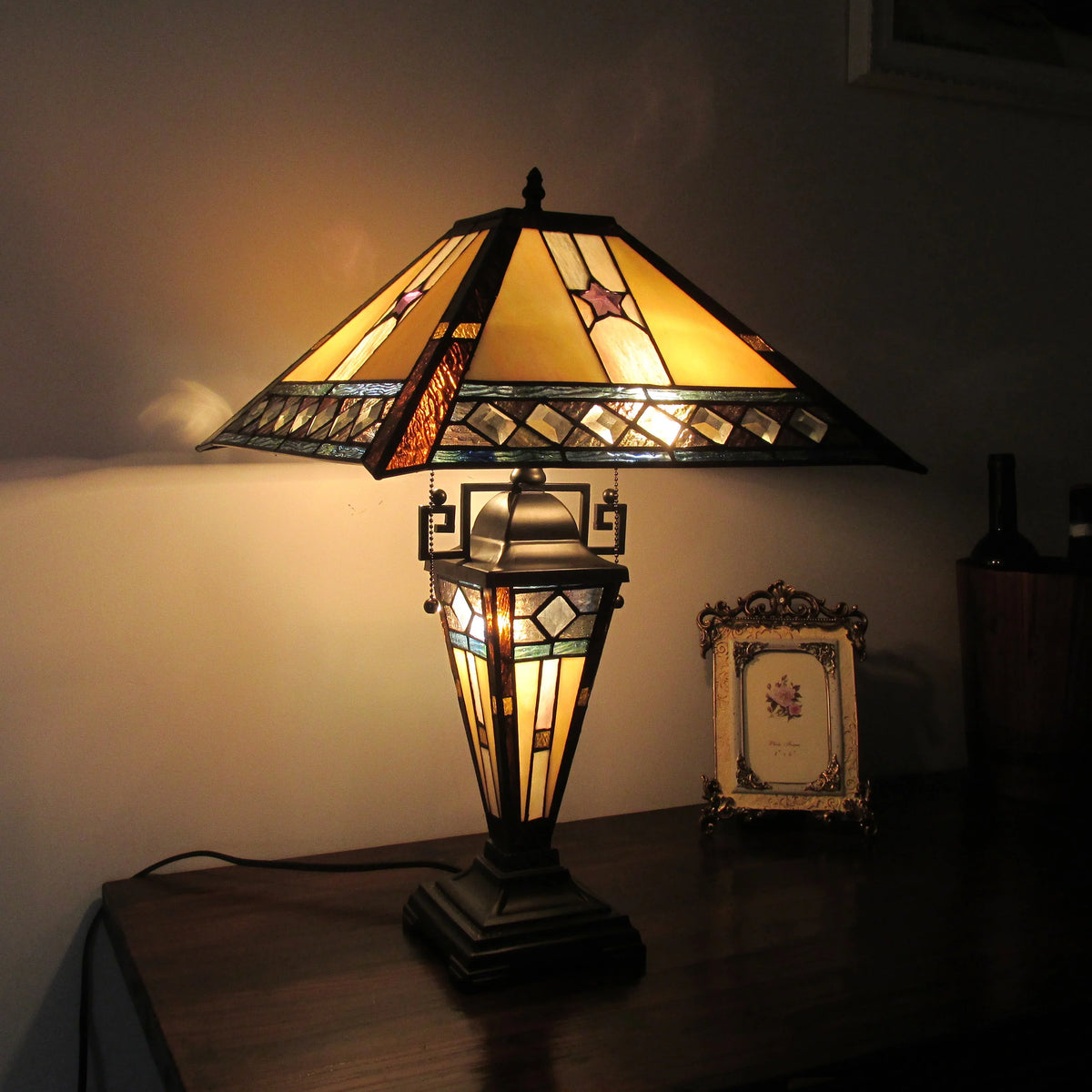 Tiffany-Style 1 Light Double Lit Table Lamp 16" Wide C815