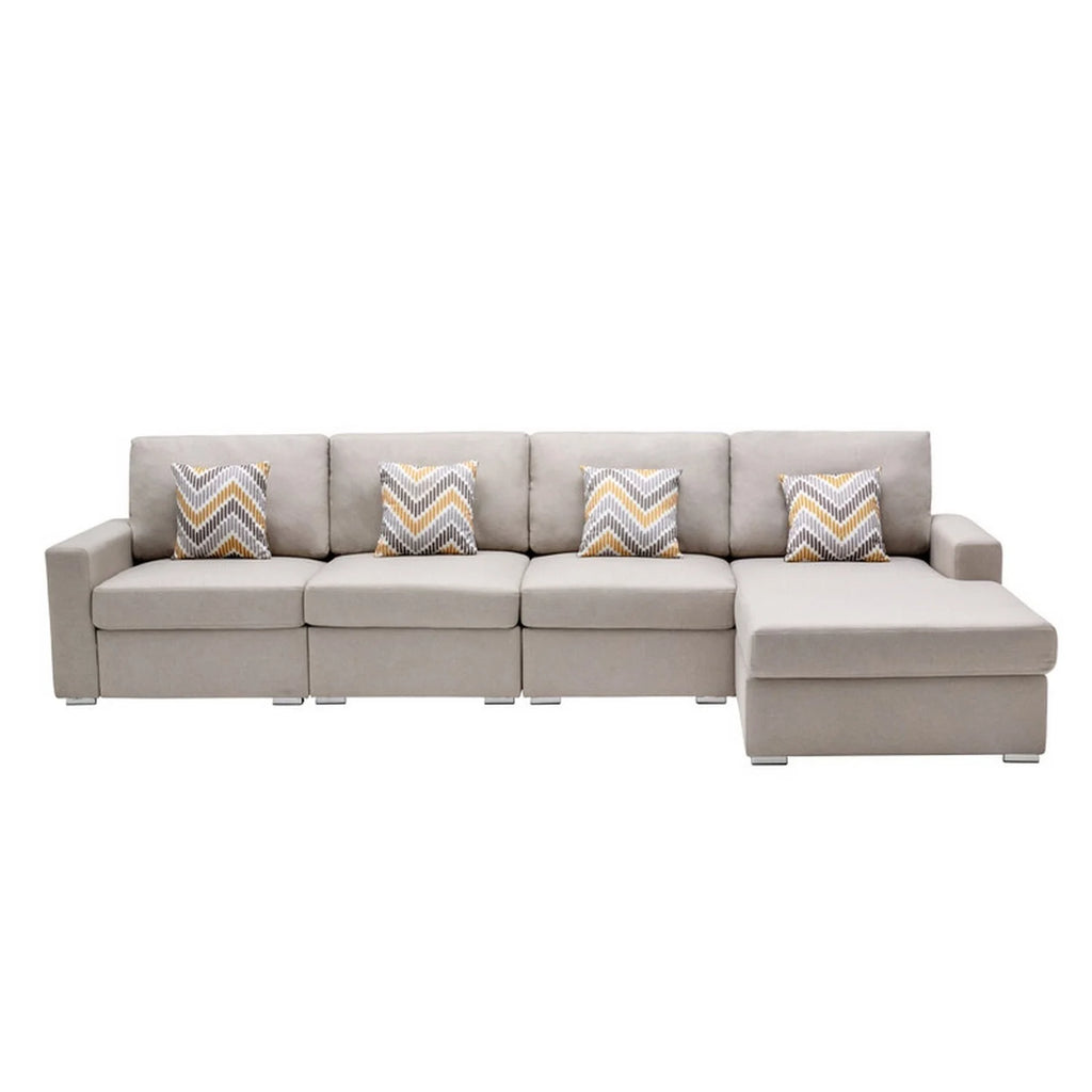 4 Piece L Shape Sectional Sofa with Reversible Chaise Z90508