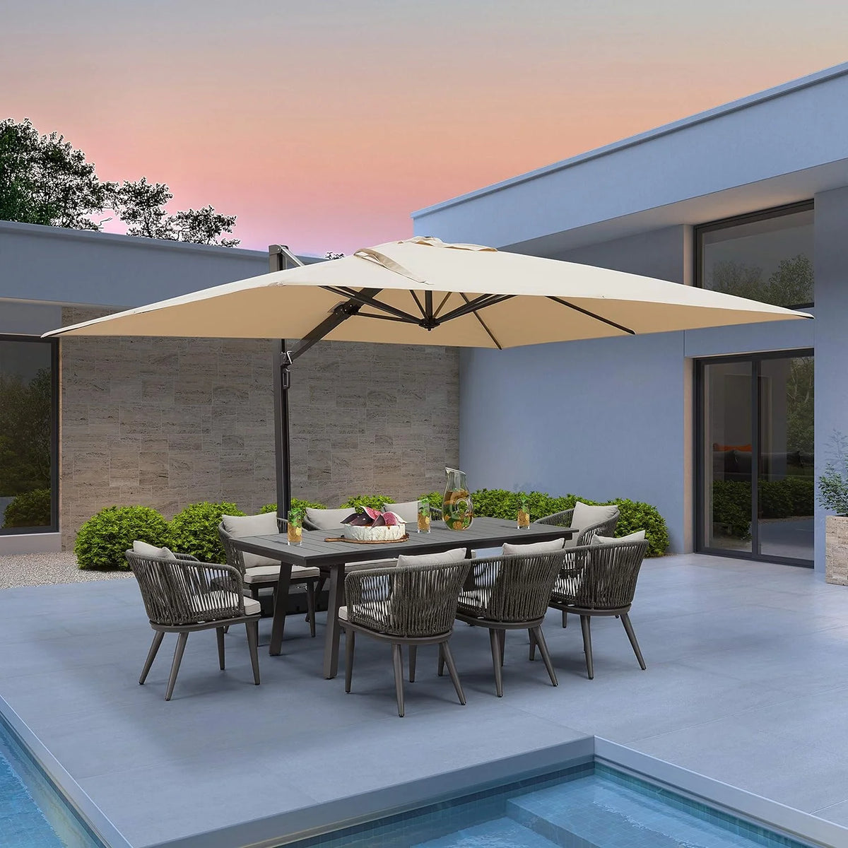 10' X 13' Rectangle Aluminum Cantilever Patio Umbrella with 360-degree Rotation M6439