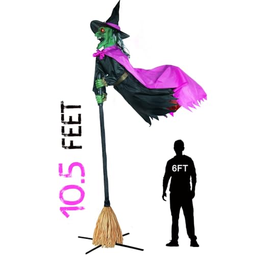 10.5FT Animated Flying Witch Halloween Decoration N726