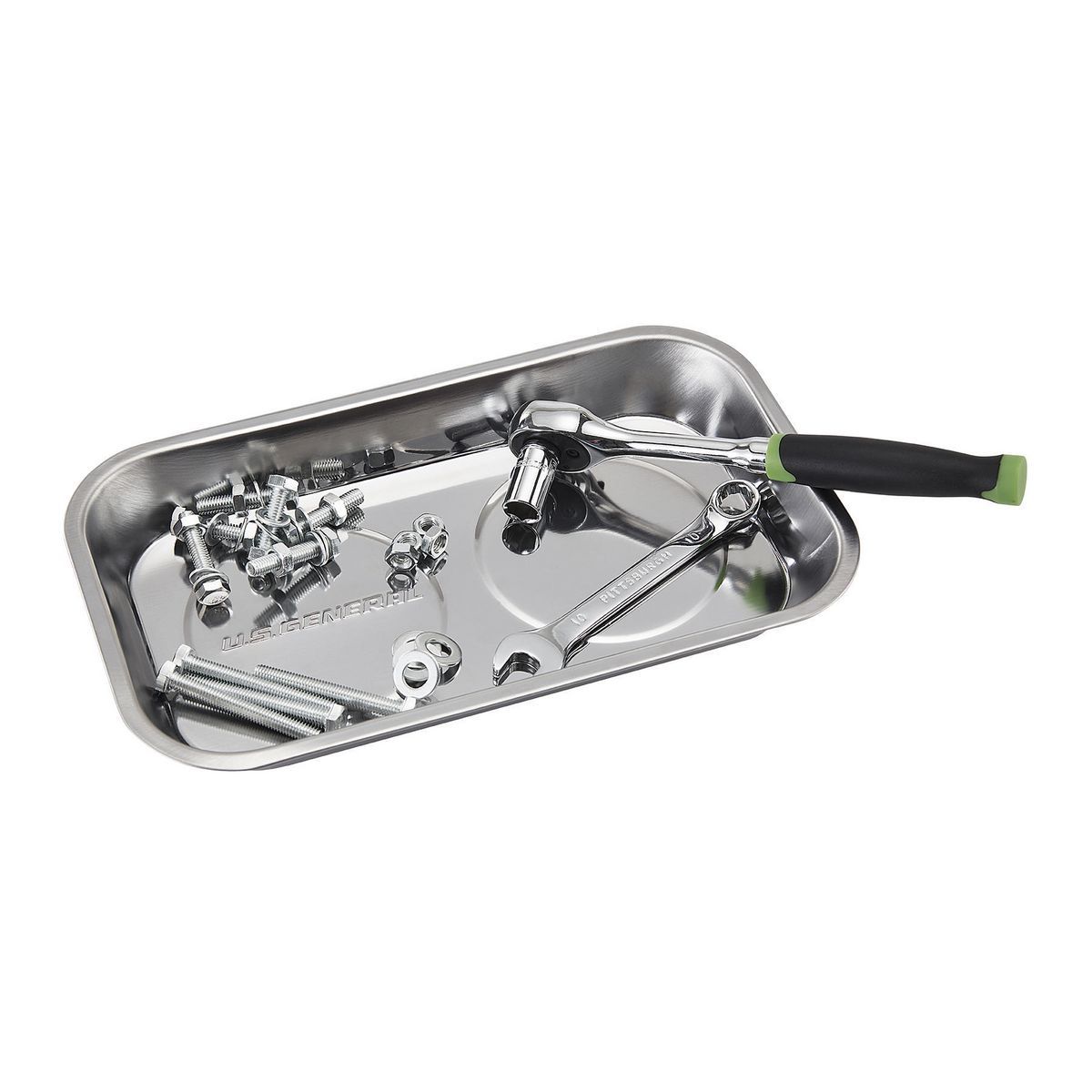 9-1/2 in. x 5-1/2 in. Magnetic Stainless Steel Parts Tray X874