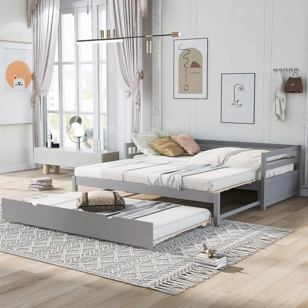 Grey Wood Daybed with Trundle Z189157
