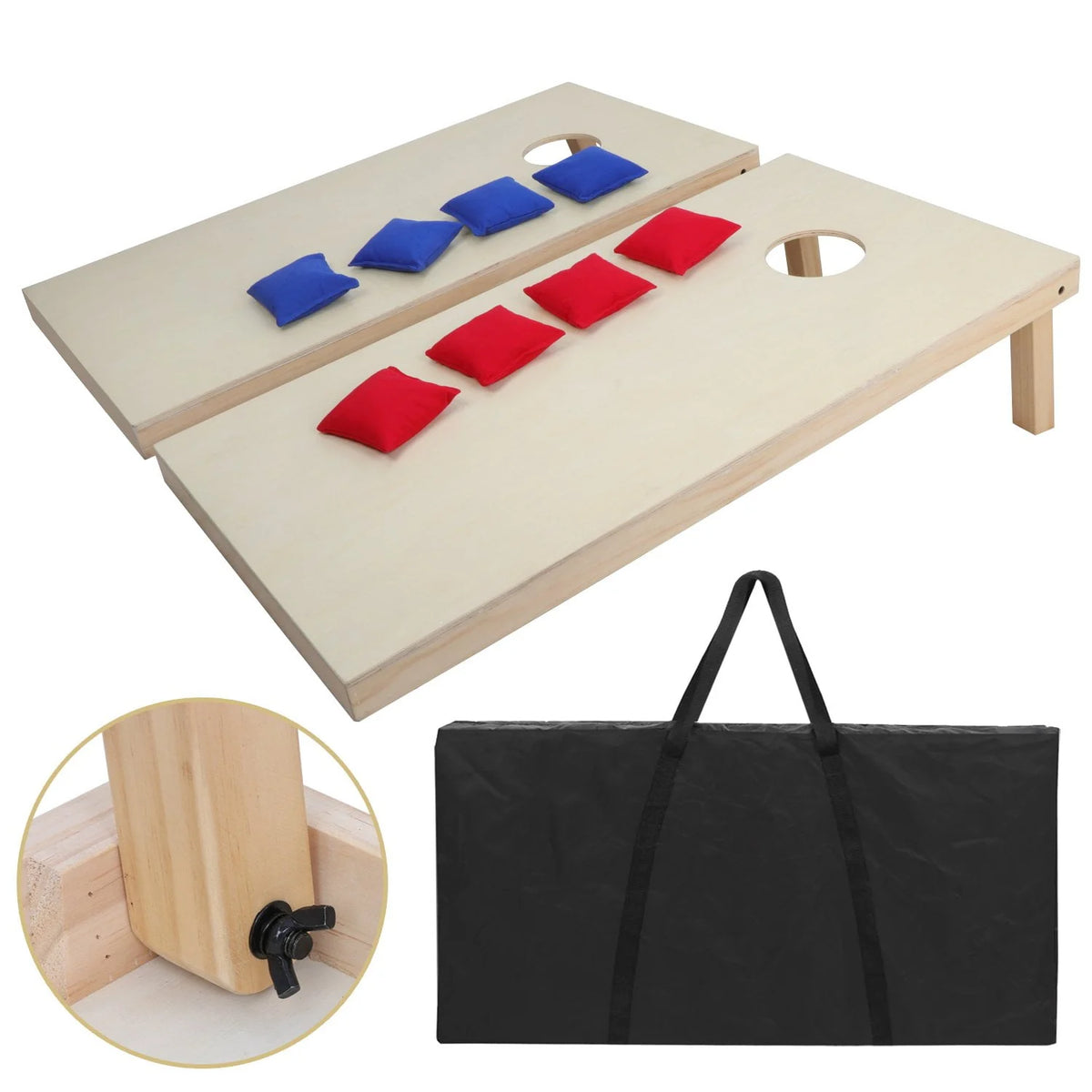 3ft X 2 ft Solid Wood Cornhole Bean Bag Toss Game Set with Carrying Case X154355