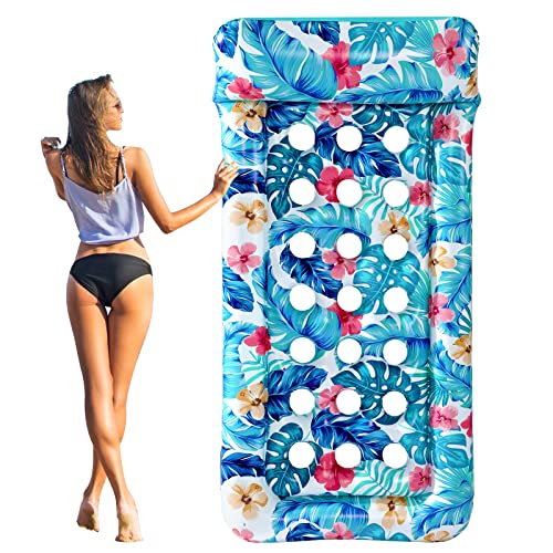 Inflatable Oversized Pool Float Lounger with Headrest E8963