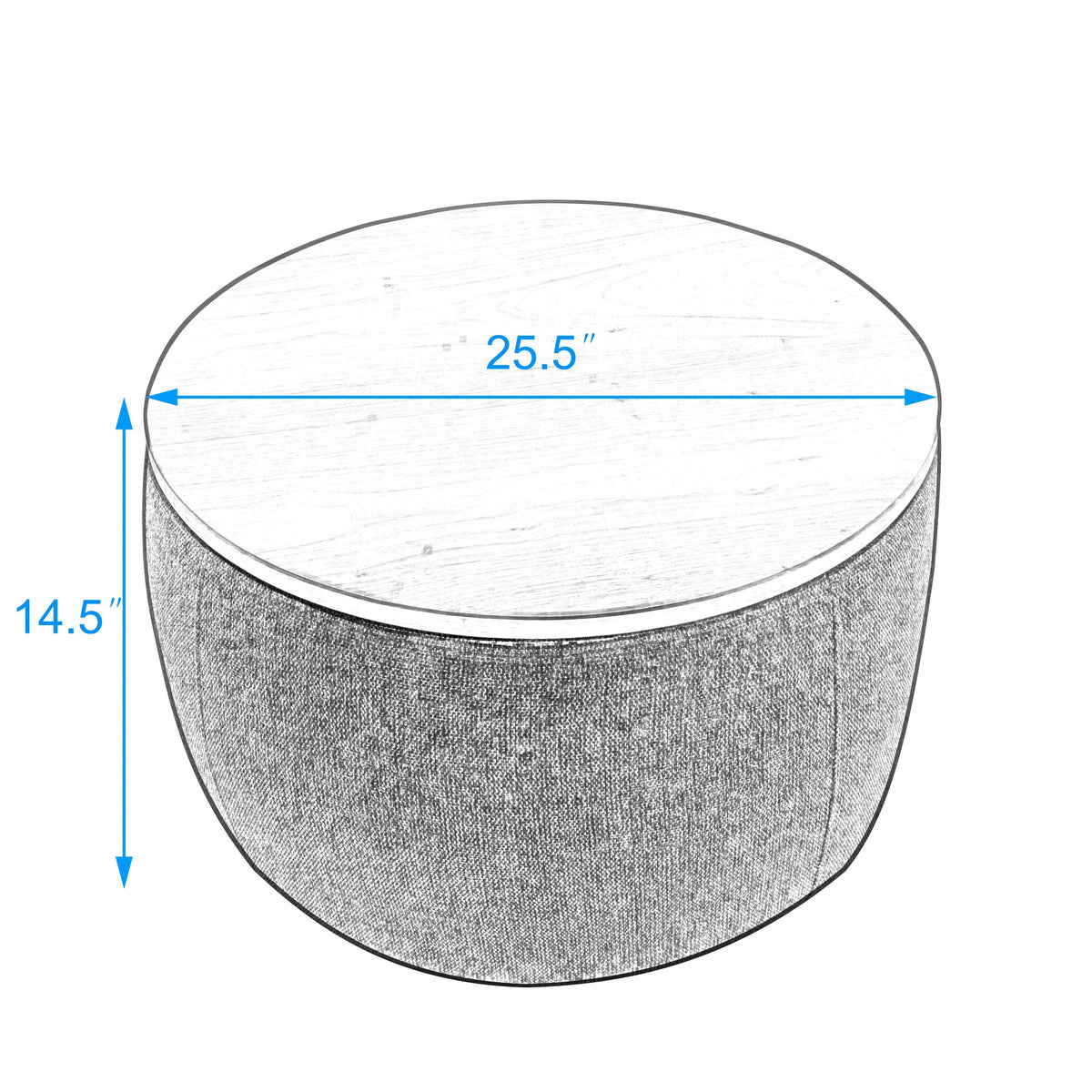Dark Gray Round Storage Ottoman L22244