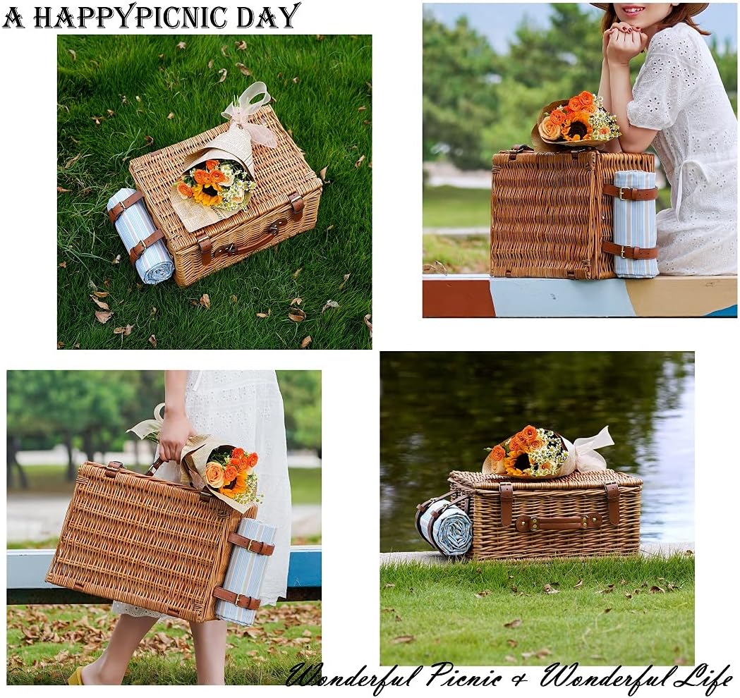Wicker Picnic Basket Set for 4 Persons E6530