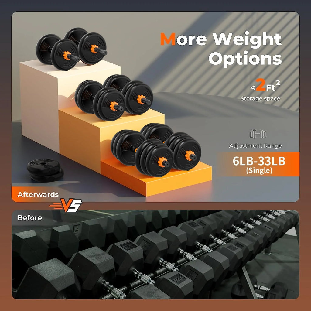 66LB Adjustable Weight Dumbbell Set U986