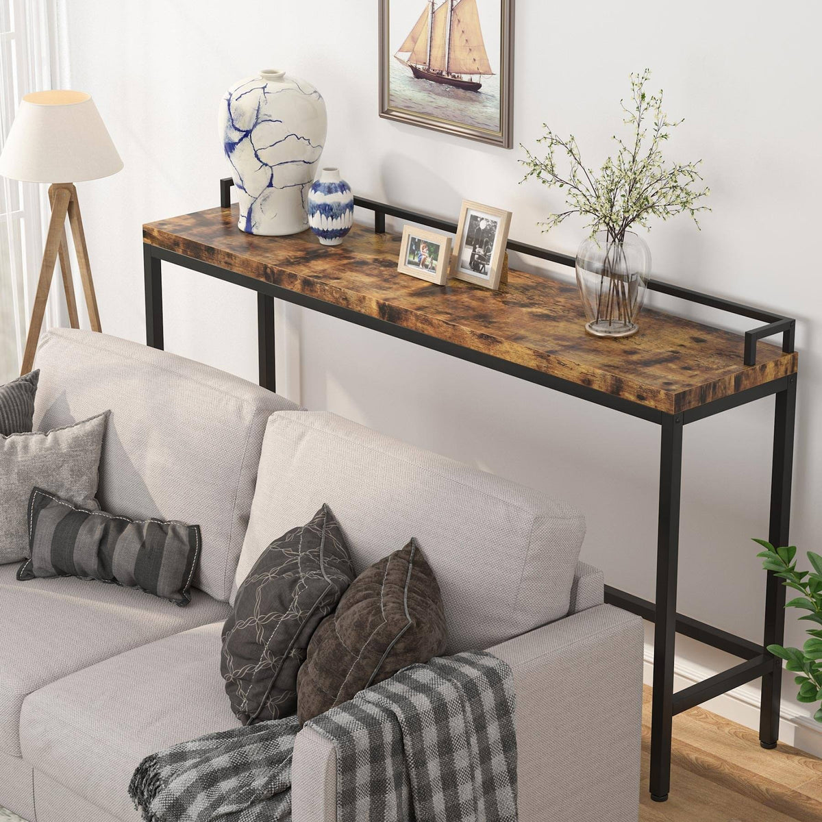 Brown Narrow Console Table V419