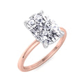Two Tone Moissanite Elongated Cushion Cut Engagement Ring with Hidden Halo Y91288