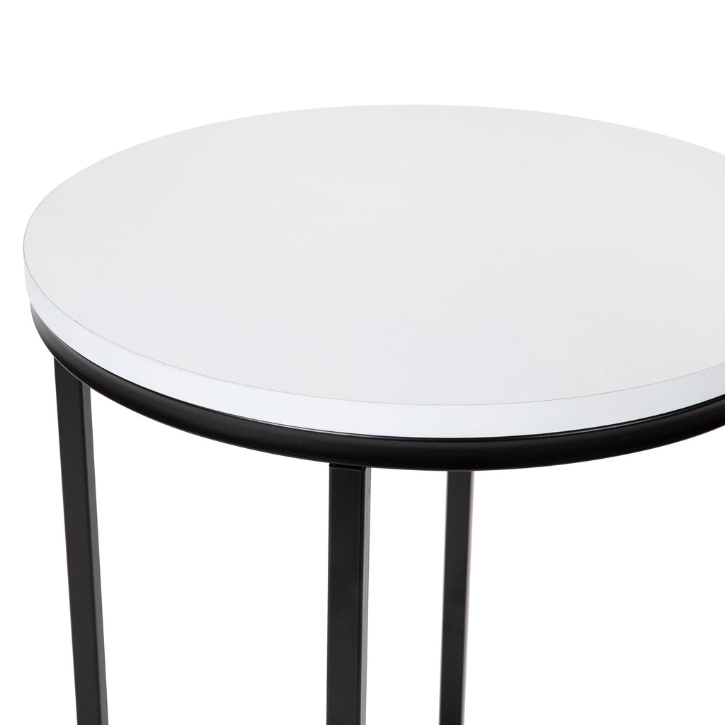 Modern End Table with Black Metal Frame and White Laminate Top L90837