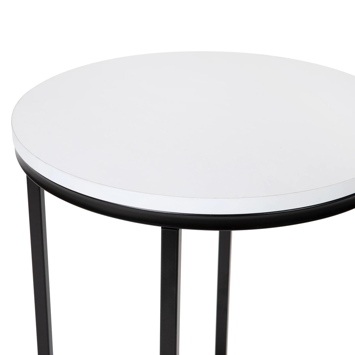 Modern End Table with Black Metal Frame and White Laminate Top L90837
