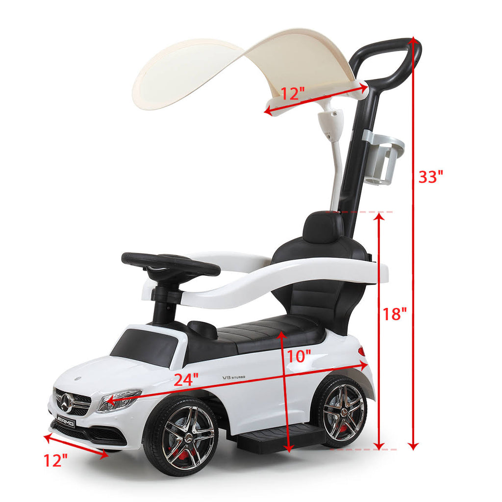 White Toddler Push Car with Canopy L712