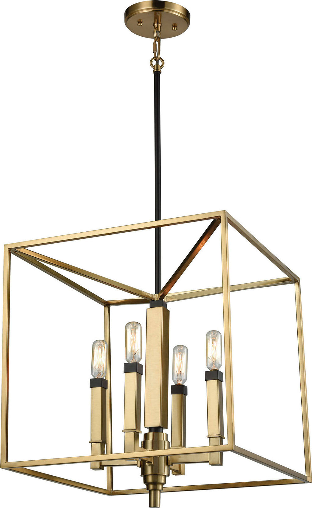 4-Light Chandelier in Satin Brass with Oil Rubbed Bronze A175