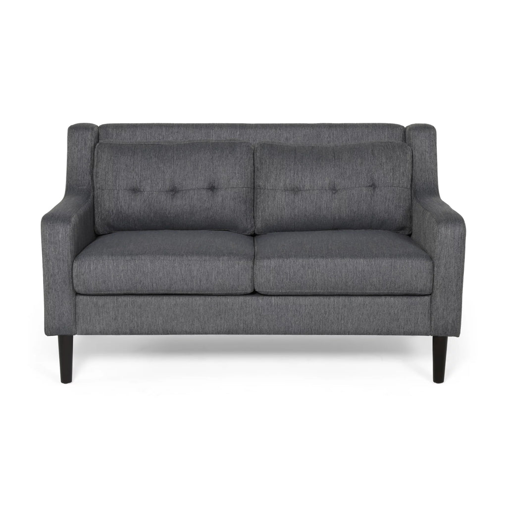 Charcoal Dark Brown Fabric Loveseat C2798