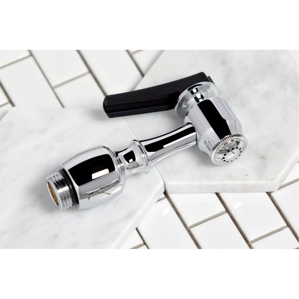 French Country 8-Inch Centerset Kitchen Faucet with Brass Sprayer Satin Nickel X3219