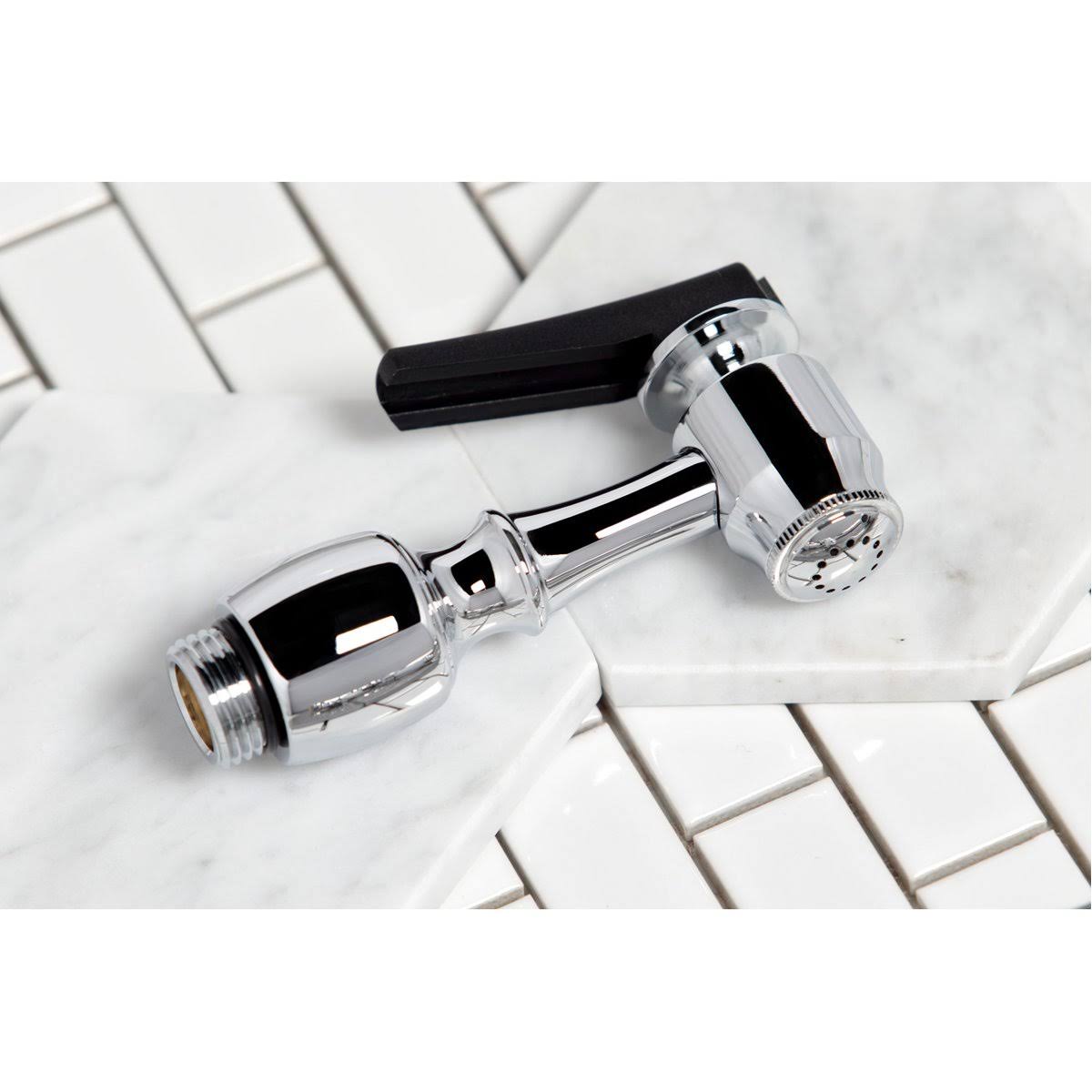 French Country 8-Inch Centerset Kitchen Faucet with Brass Sprayer Satin Nickel X3219