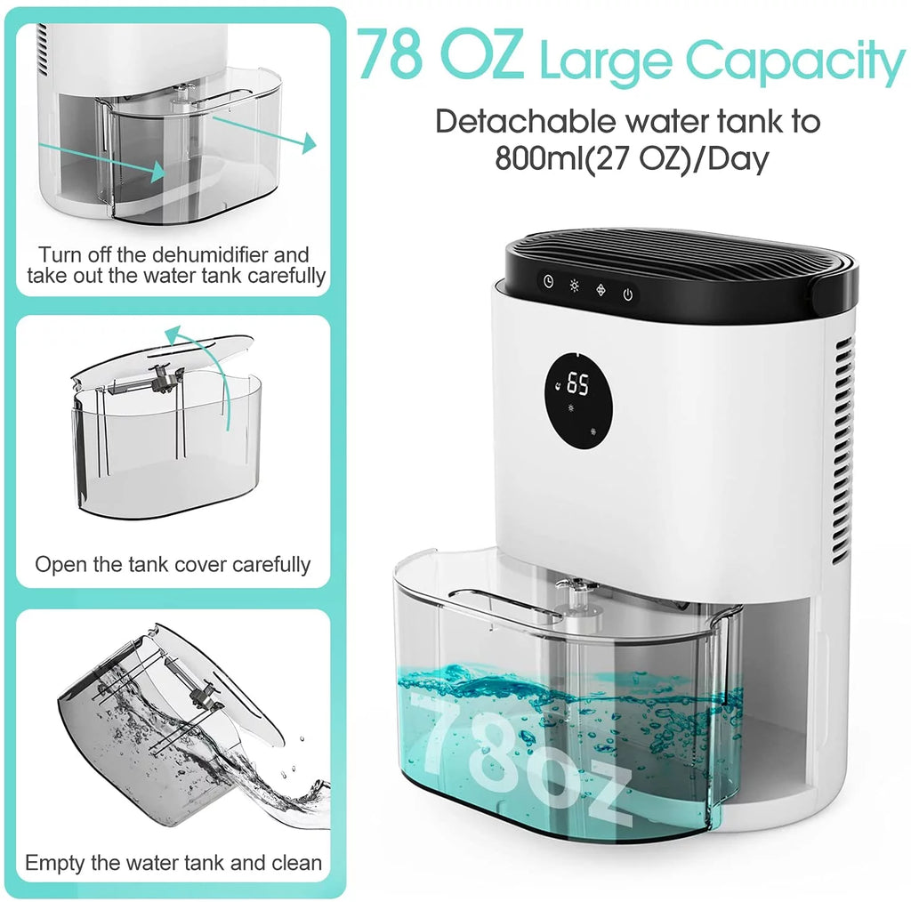 78oz 2300ml Portable Ultra Quiet Dehumidifier W408