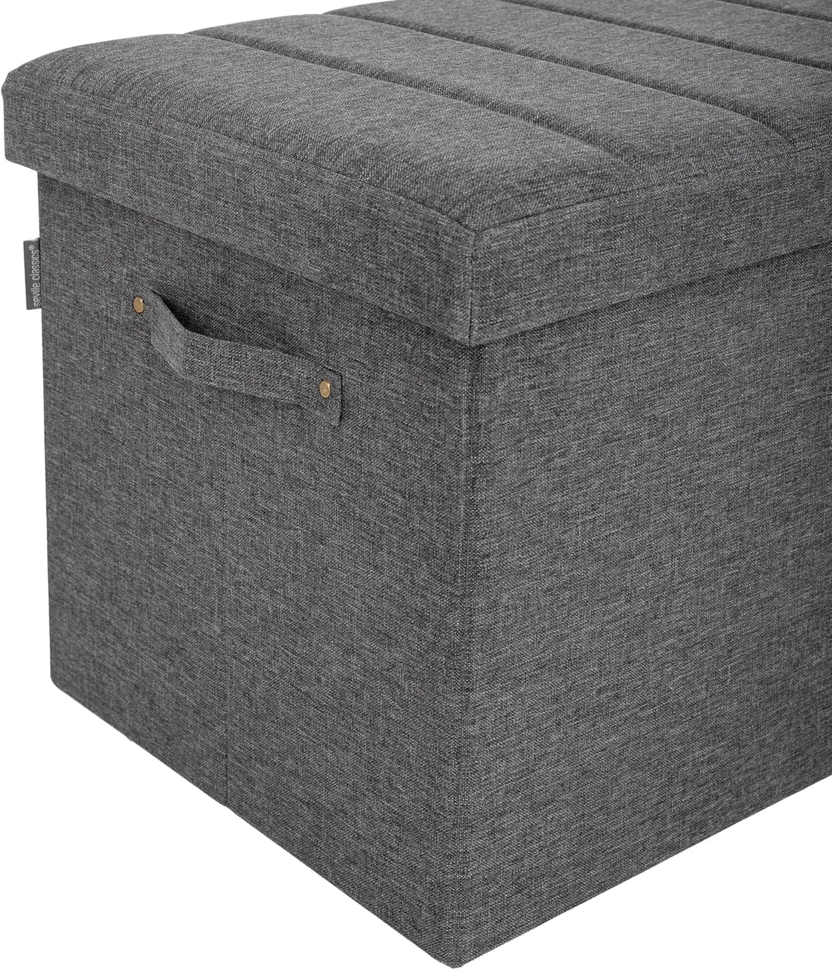Foldable Tufted Storage Bench Ottoman, Gray M65893
