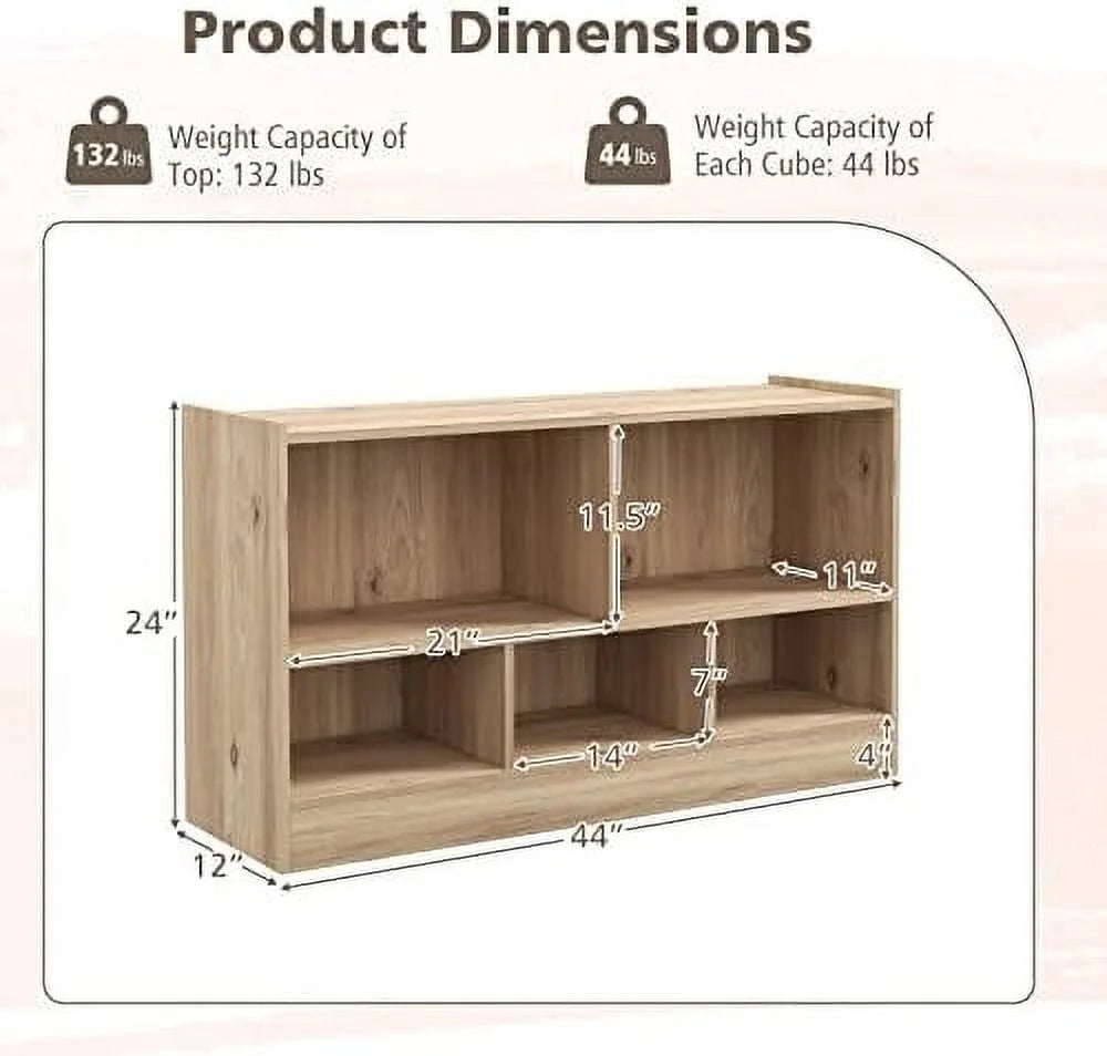 2-Tier 5 Cube Wooden Bookcase U804