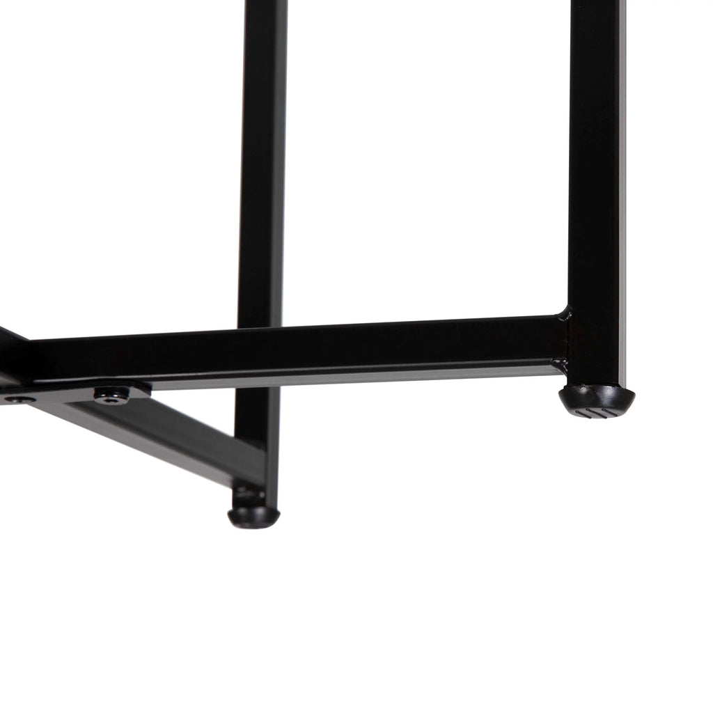 Modern End Table with Black Metal Frame and White Laminate Top L90837