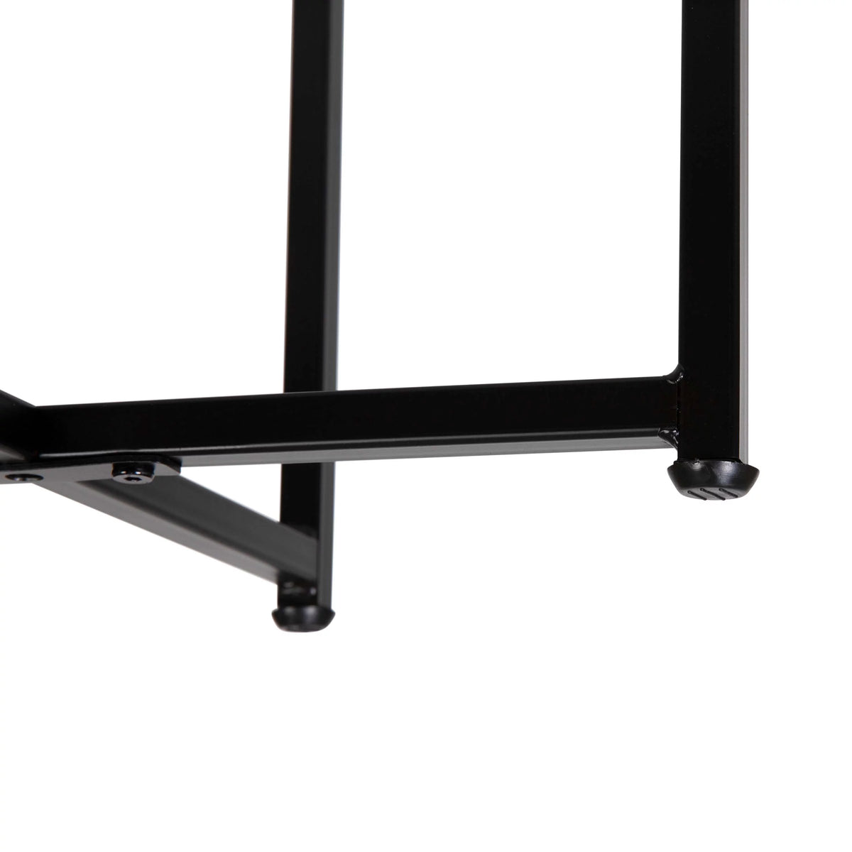 Modern End Table with Black Metal Frame and White Laminate Top L90837