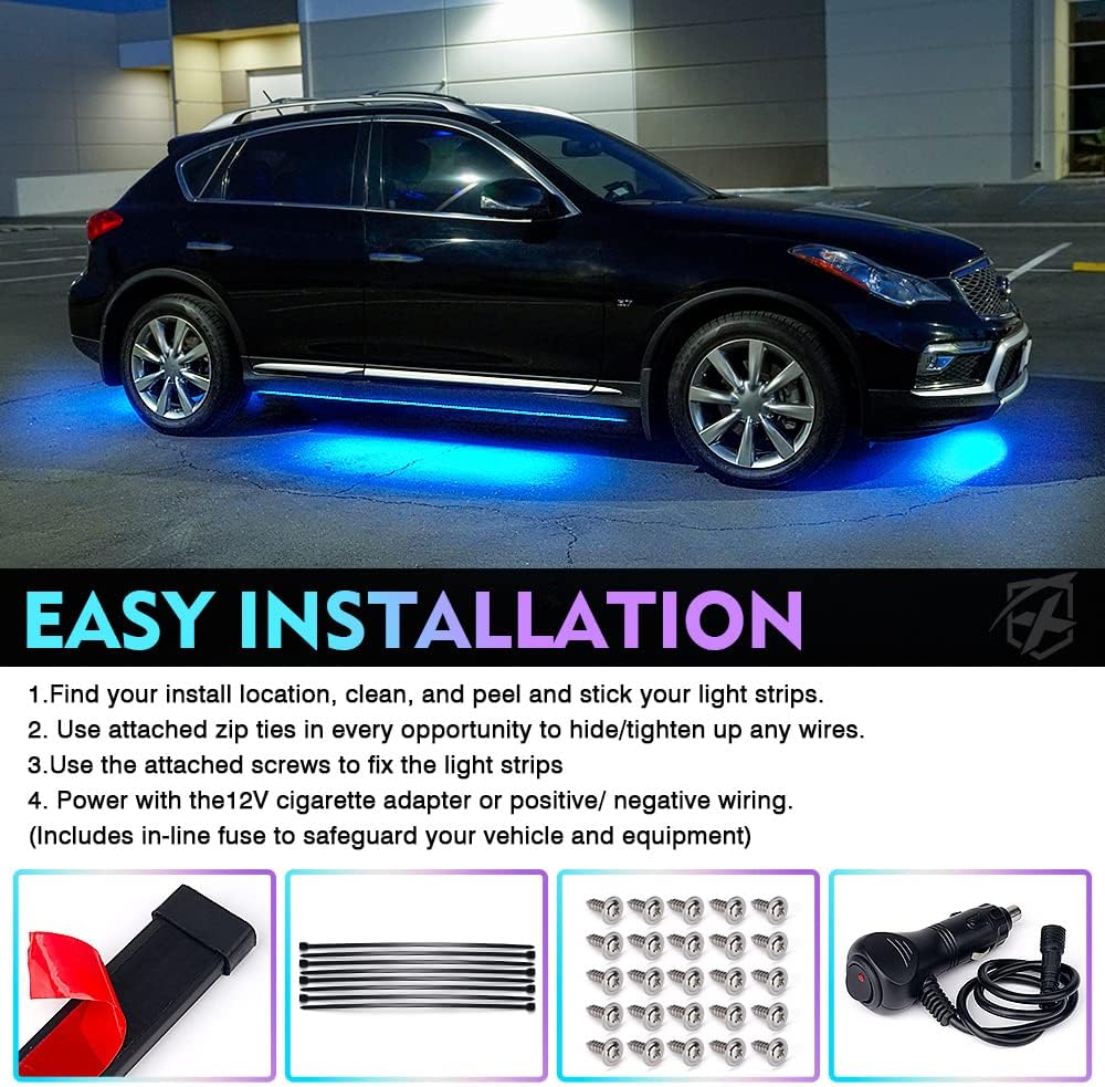 RGB LED Car Underglow Light Kit, 4 PCS, Pack of 2 M3302