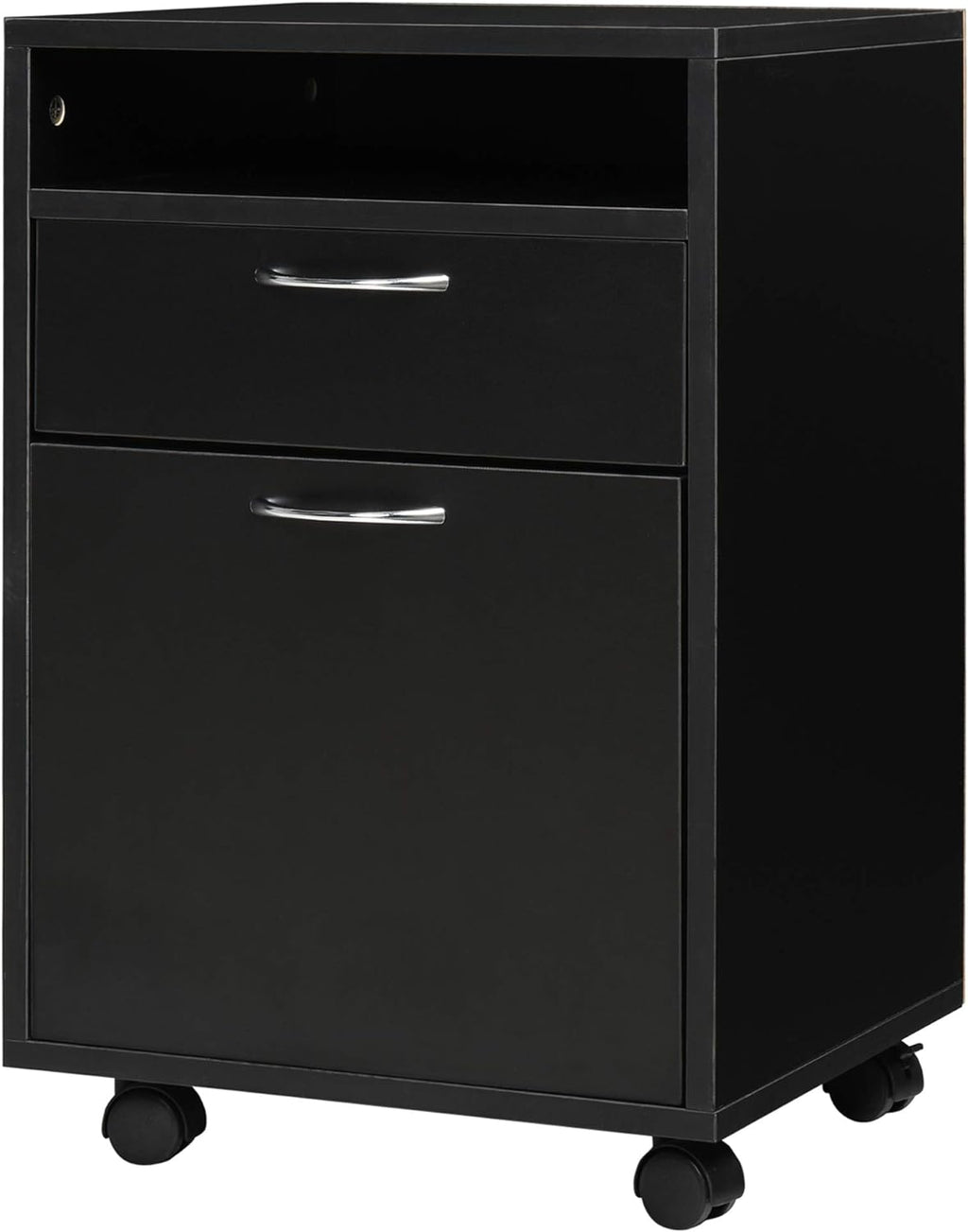 Mobile File Cabinet with Castors and Lockable Drawer, Brown A859