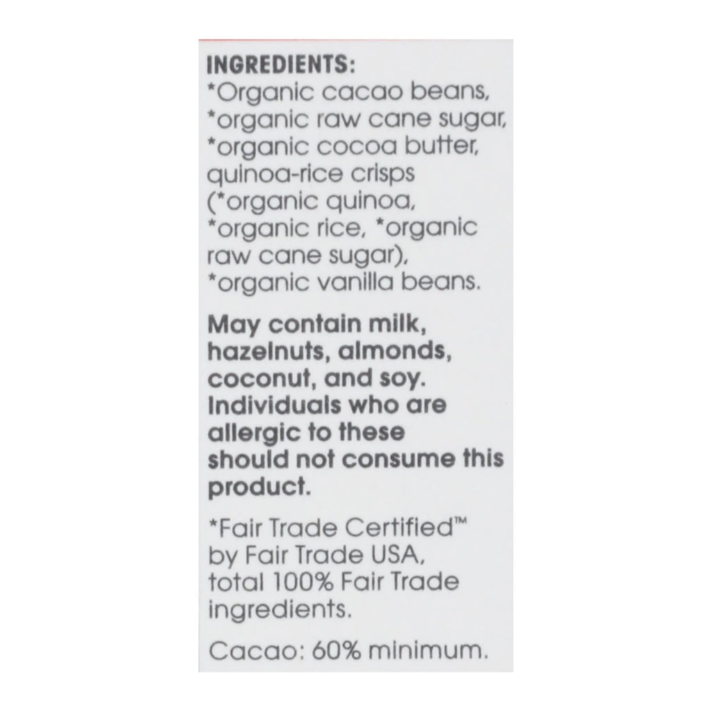 Organic Chocolate Bar - Case of 12 - 2.82 oz Bars A56383
