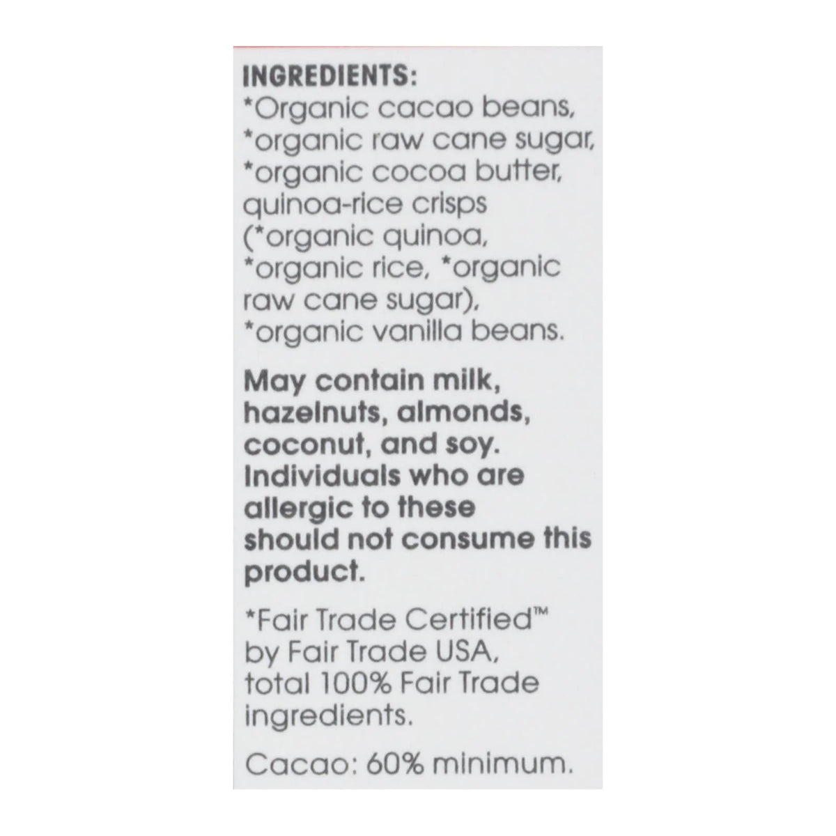 Organic Chocolate Bar - Case of 12 - 2.82 oz Bars A56383
