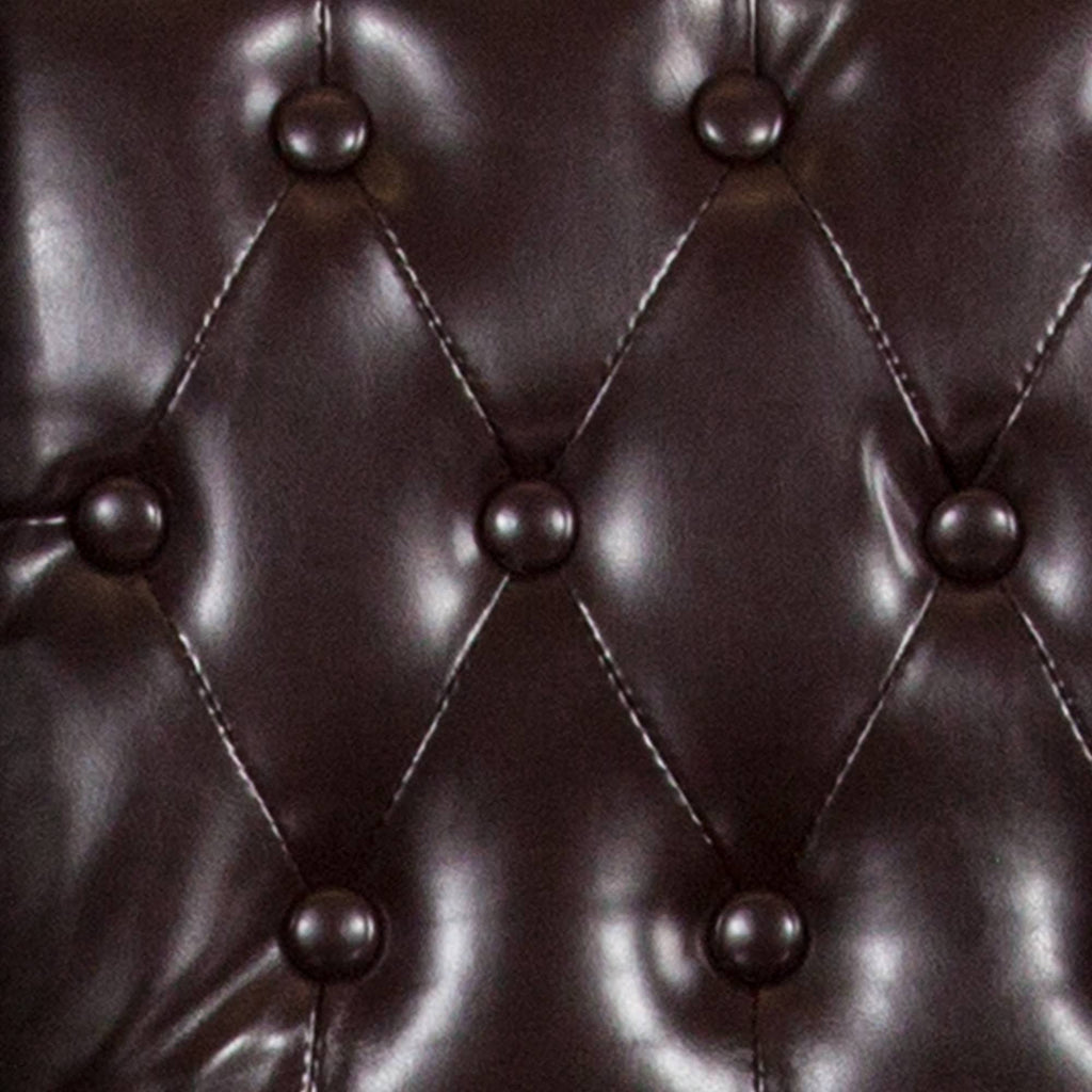Tufted Walnut Counter Height Stool in Brown LeatherSoft D63798