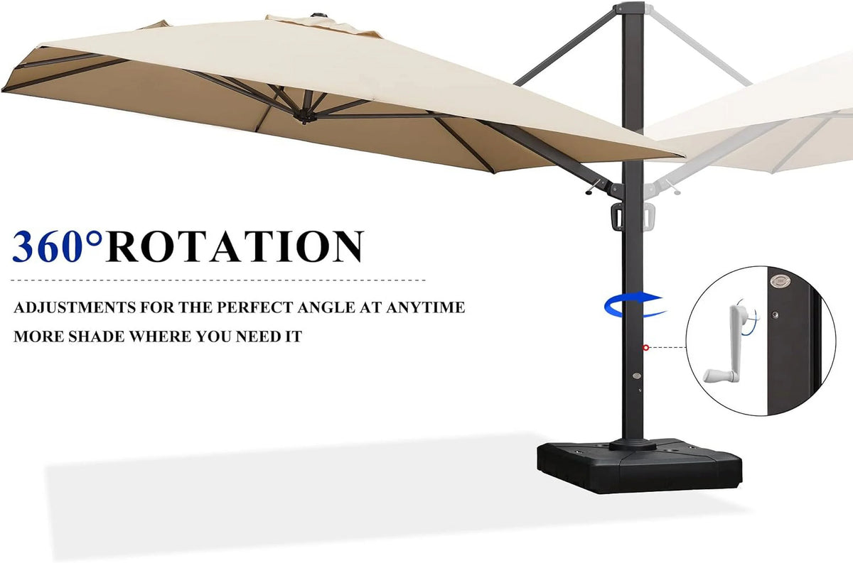 10' X 13' Rectangle Aluminum Cantilever Patio Umbrella with 360-degree Rotation M6439