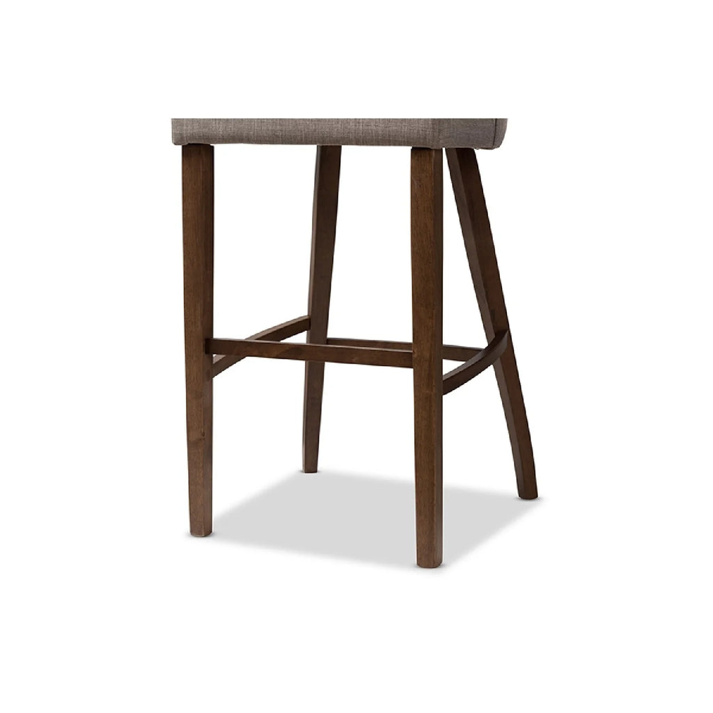 Light Grey Fabric Upholstered Wood Bar Stool Set of 2 A43628