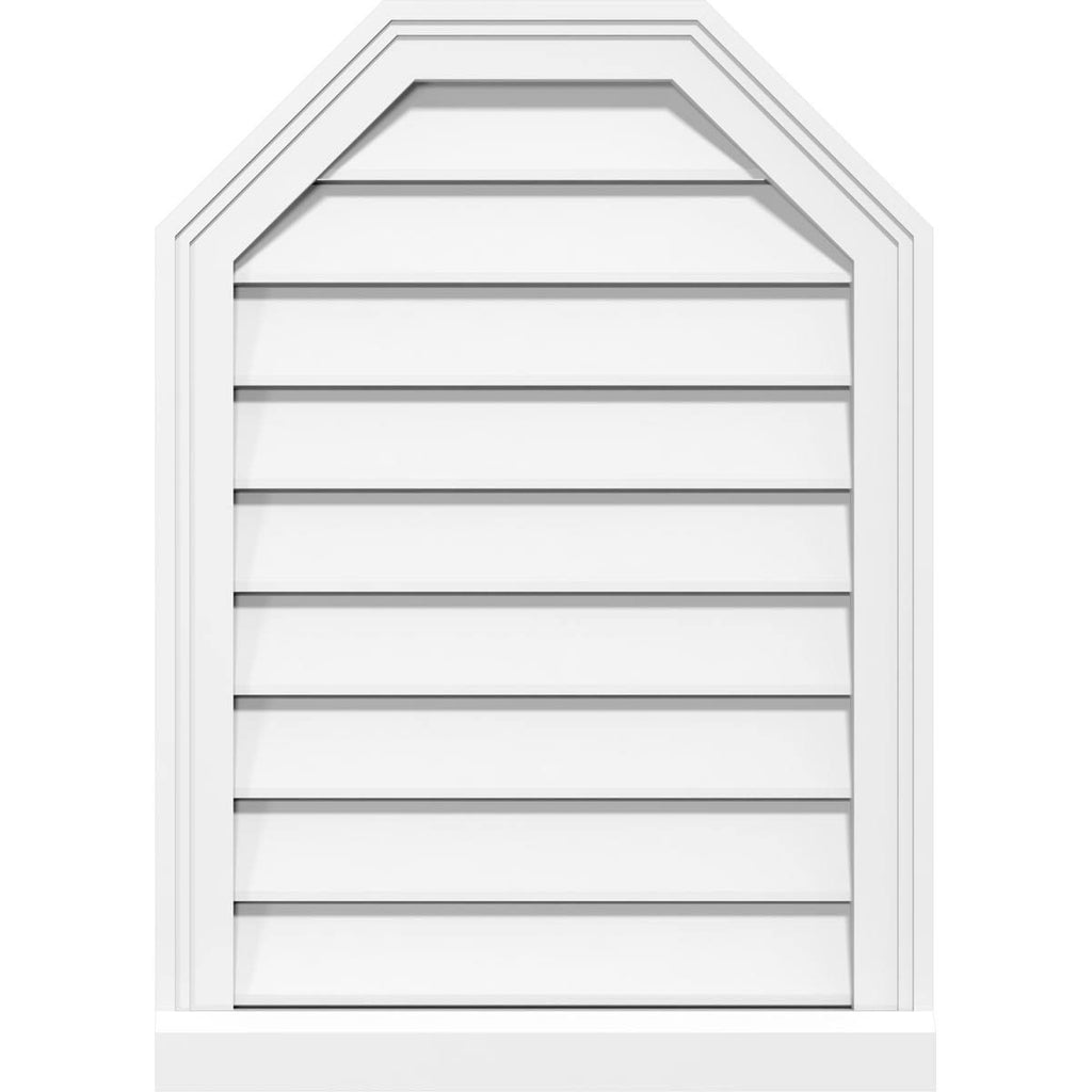 30x22W x 28x22H Octagonal Surface Mount PVC Gable Vent with Brickmoul K9779