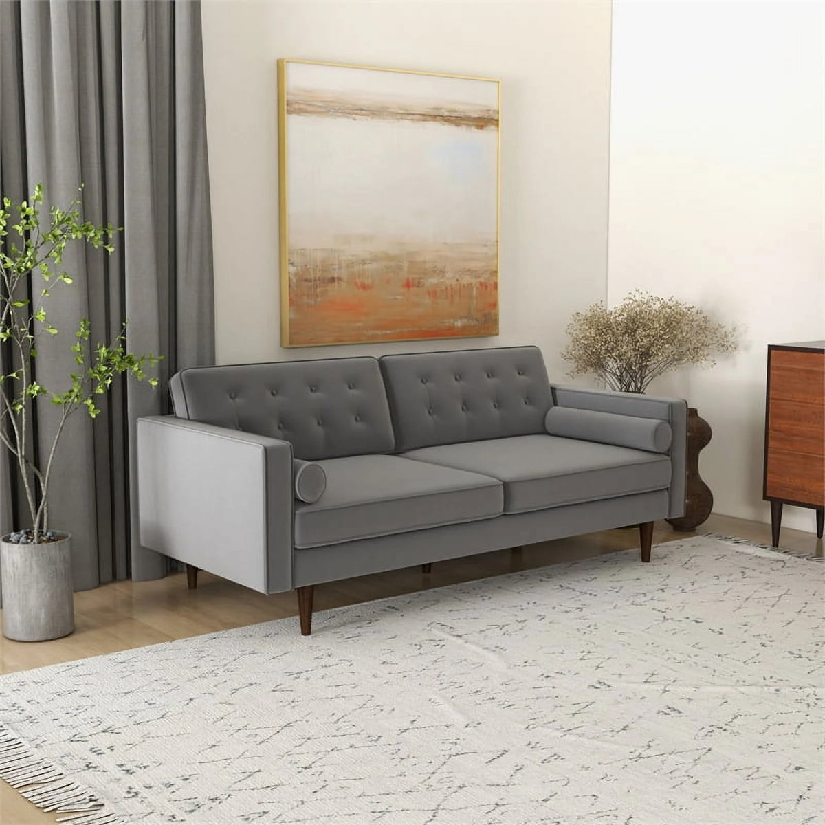 Gray Velvet Living Room Couch D593718